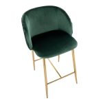 Fran Gold and Green Velvet Contemporary Counter Stool (Set of 2) 17 Fran Gold and Green Velvet Contemporary Counter Stool (Set of 2)