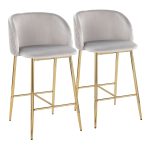 Fran Gold and Silver Velvet Contemporary Counter Stools (Set of 2) 10 Fran Gold and Silver Velvet Contemporary Counter Stools (Set of 2)