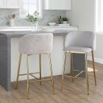 Fran Gold and Silver Velvet Contemporary Counter Stools (Set of 2) 9 Fran Gold and Silver Velvet Contemporary Counter Stools (Set of 2)