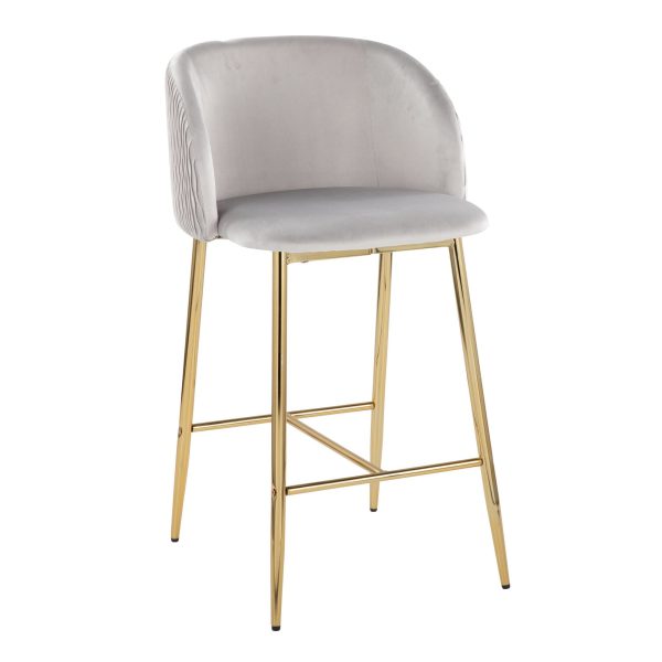 Fran Gold and Silver Velvet Contemporary Counter Stools Set of 2 2