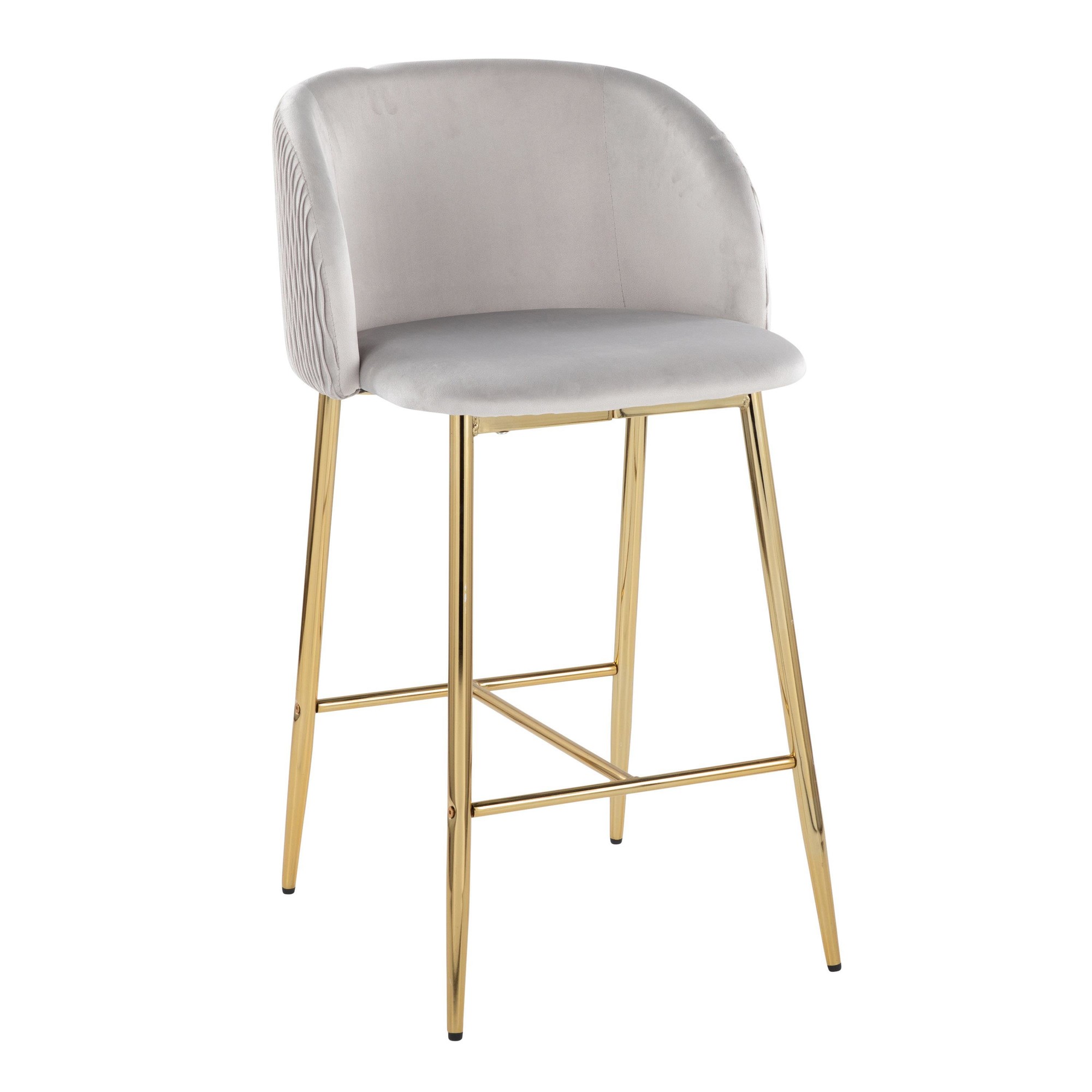 Fran Gold and Silver Velvet Contemporary Counter Stools (Set of 2) 3 Fran Gold and Silver Velvet Contemporary Counter Stools (Set of 2) - Image 3