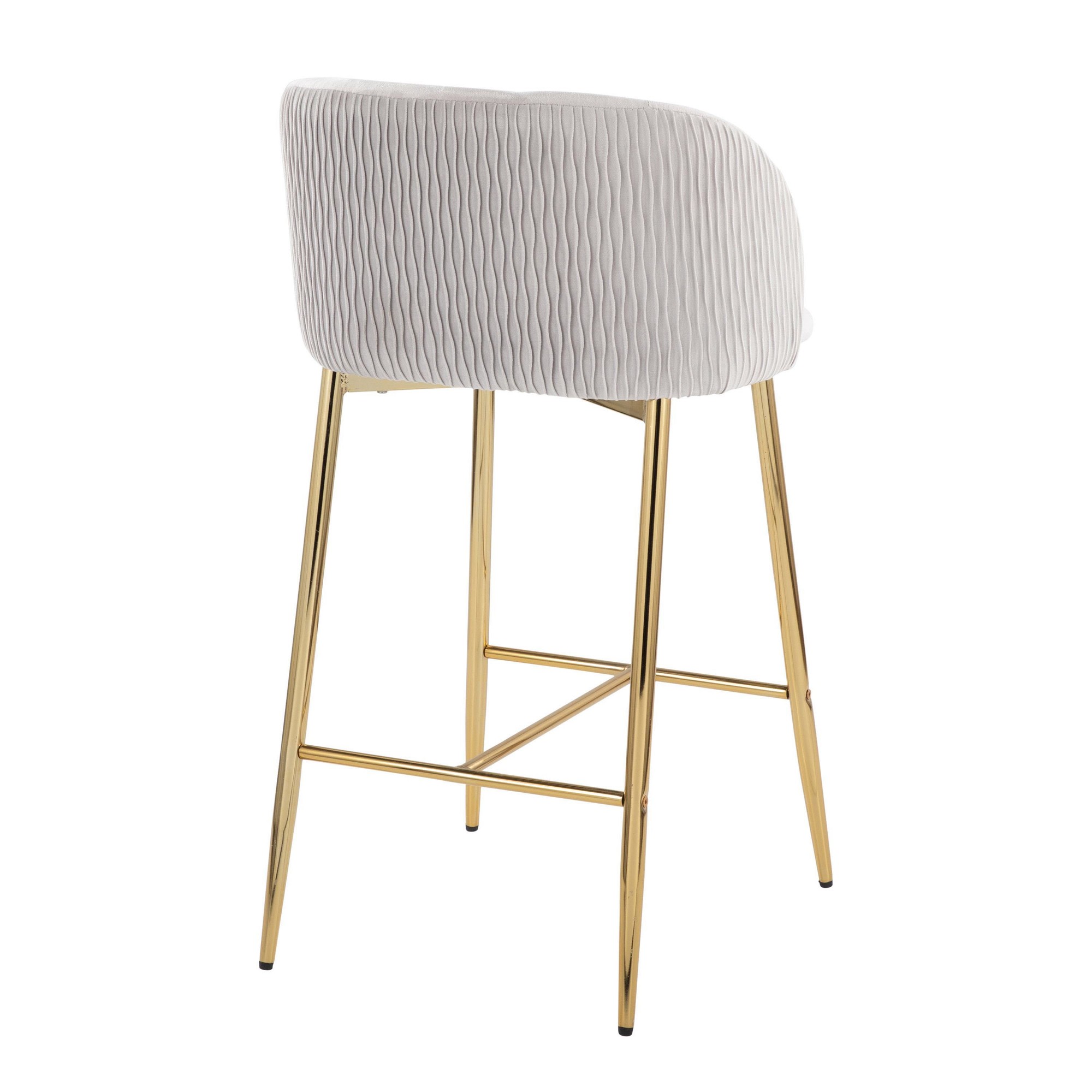 Fran Gold and Silver Velvet Contemporary Counter Stools (Set of 2) 5 Fran Gold and Silver Velvet Contemporary Counter Stools (Set of 2) - Image 5