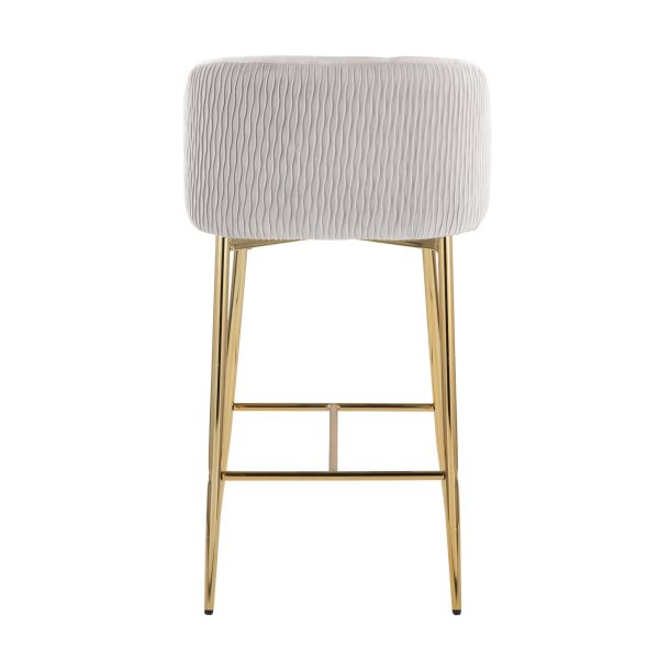 Fran Gold and Silver Velvet Contemporary Counter Stools Set of 2 5