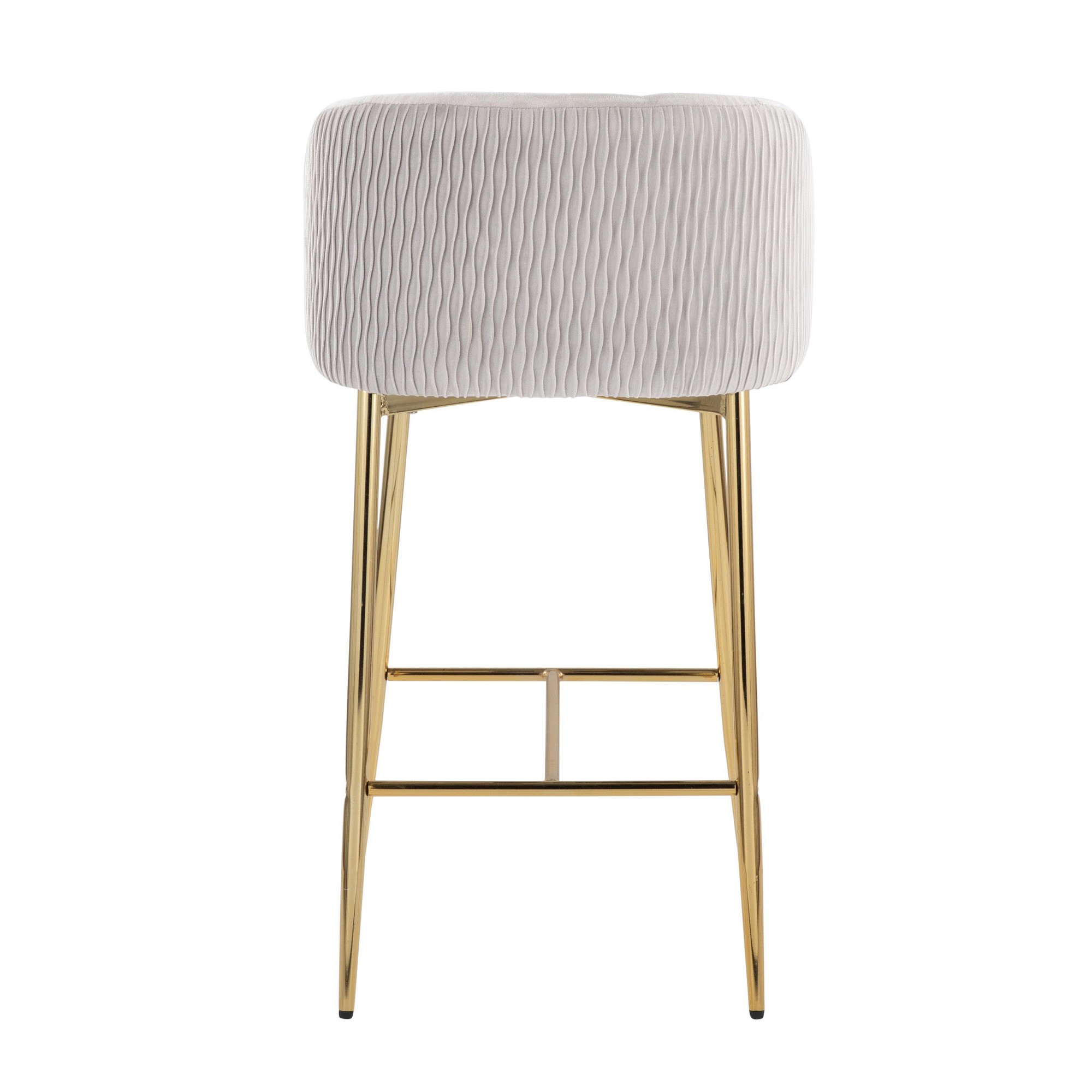 Fran Gold and Silver Velvet Contemporary Counter Stools (Set of 2) 6 Fran Gold and Silver Velvet Contemporary Counter Stools (Set of 2) - Image 6