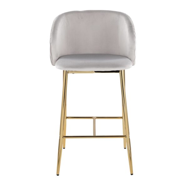 Fran Gold and Silver Velvet Contemporary Counter Stools Set of 2 6