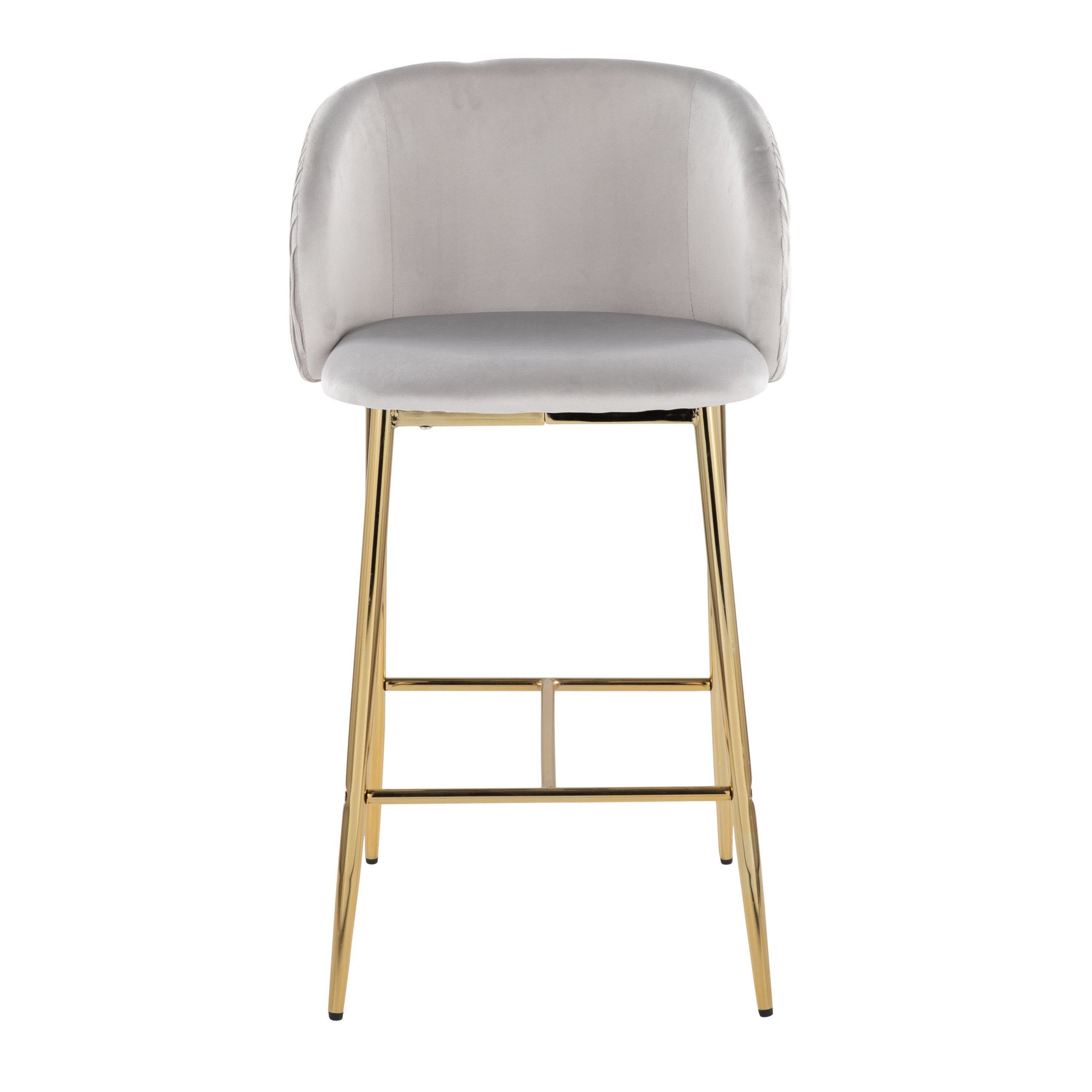 Fran Gold and Silver Velvet Contemporary Counter Stools (Set of 2) 7 Fran Gold and Silver Velvet Contemporary Counter Stools (Set of 2) - Image 7