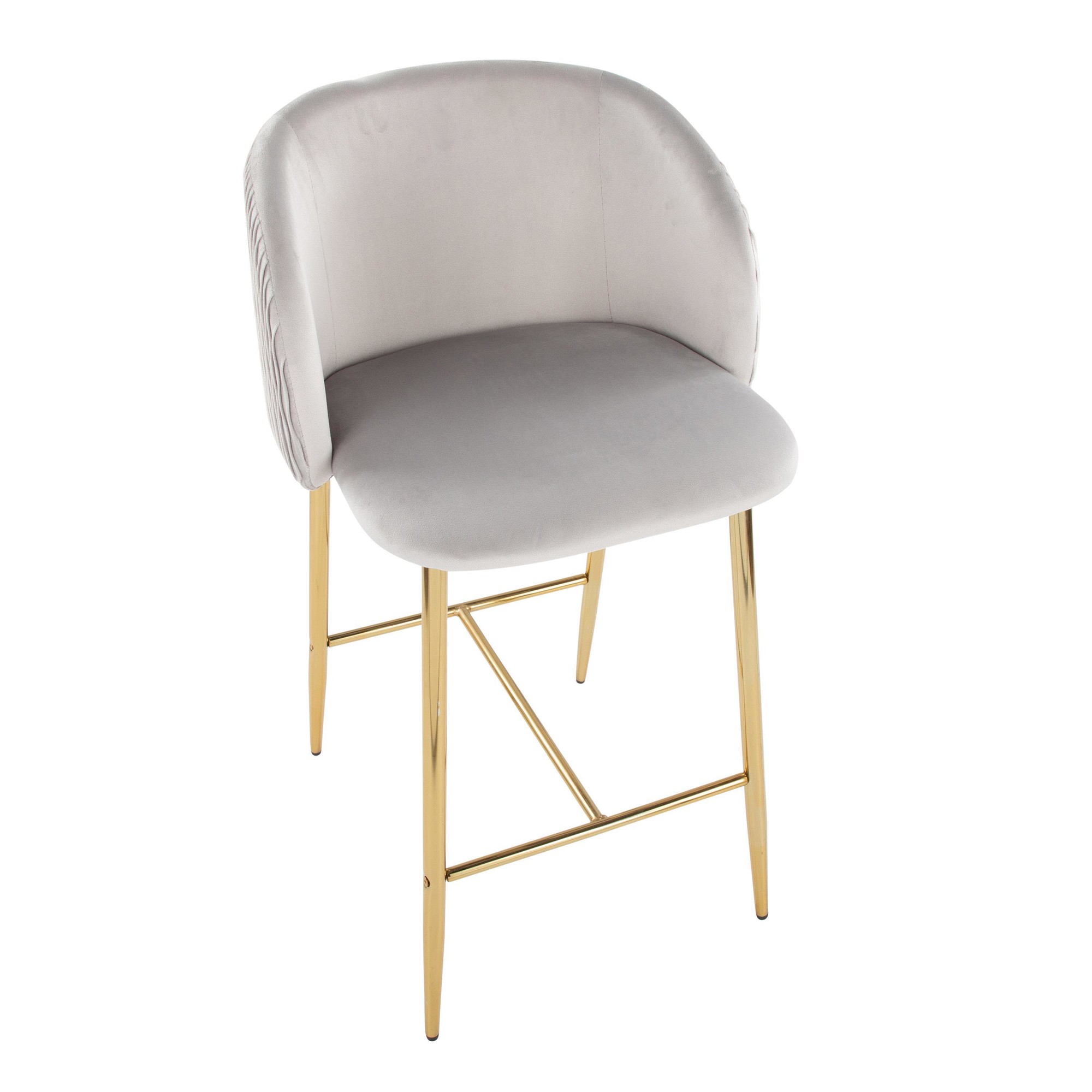 Fran Gold and Silver Velvet Contemporary Counter Stools (Set of 2) 8 Fran Gold and Silver Velvet Contemporary Counter Stools (Set of 2) - Image 8