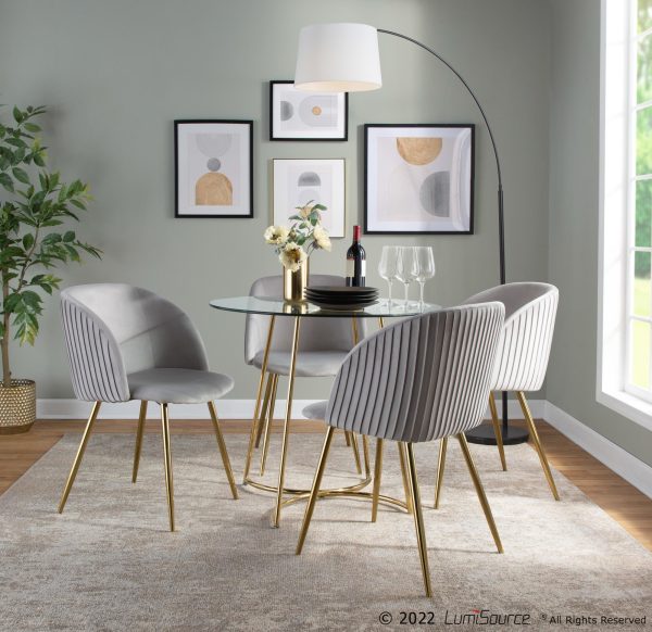 Fran Gold and Silver Velvet Pleated Contemporary Chairs Set of 2 1