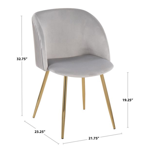 Fran Gold and Silver Velvet Pleated Contemporary Chairs Set of 2 10
