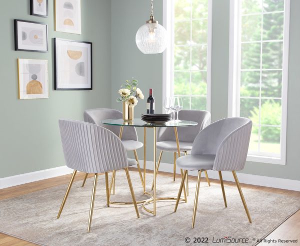Fran Gold and Silver Velvet Pleated Contemporary Chairs Set of 2 2