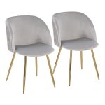 Fran Gold and Silver Velvet Pleated Contemporary Chairs (Set of 2) 16 Fran Gold and Silver Velvet Pleated Contemporary Chairs (Set of 2)