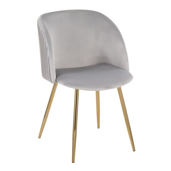 Fran Gold and Silver Velvet Pleated Contemporary Chairs Set of 2 4