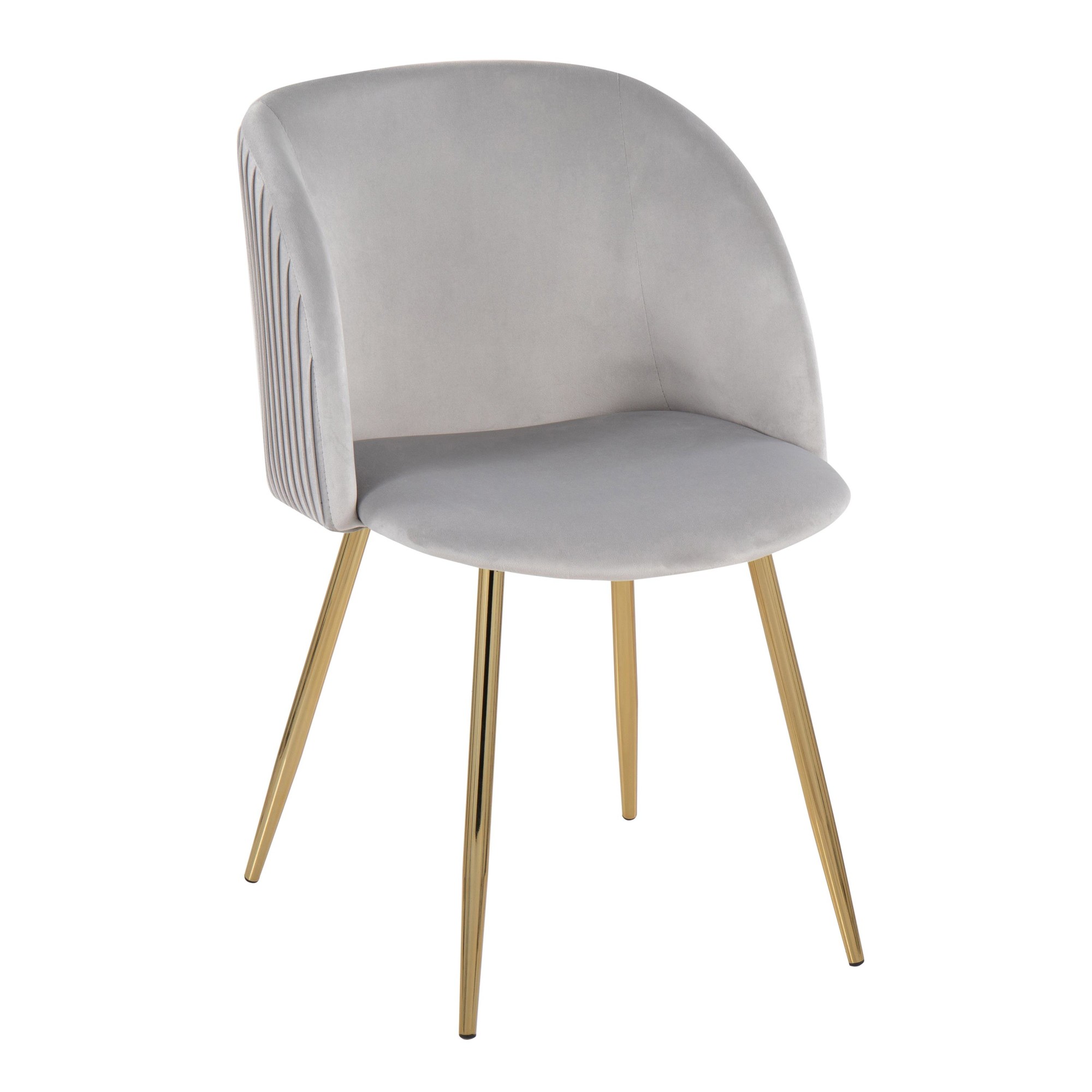 Fran Gold and Silver Velvet Pleated Contemporary Chairs (Set of 2) 5 Fran Gold and Silver Velvet Pleated Contemporary Chairs (Set of 2) - Image 5