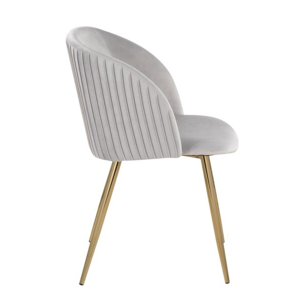 Fran Gold and Silver Velvet Pleated Contemporary Chairs Set of 2 5