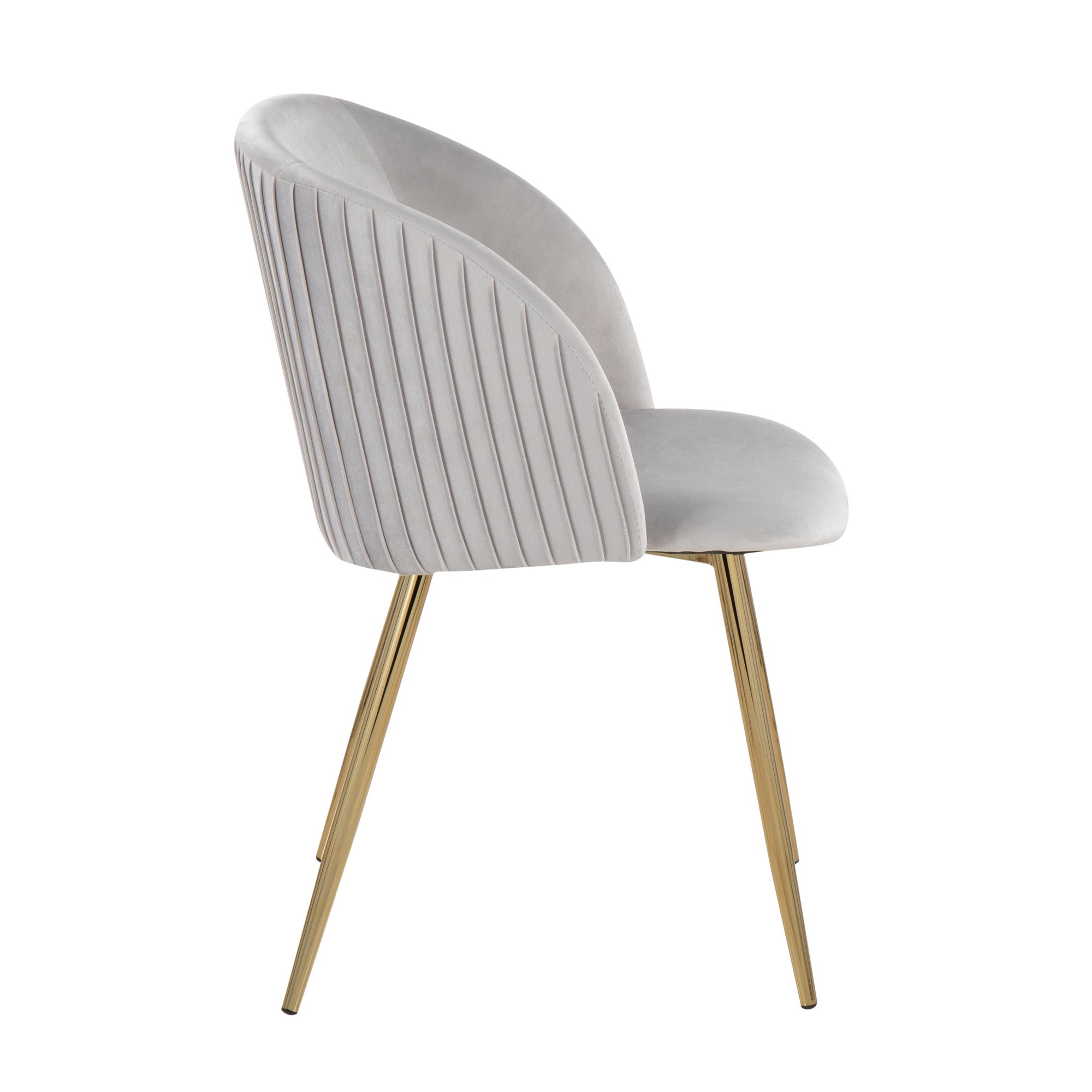 Fran Gold and Silver Velvet Pleated Contemporary Chairs (Set of 2) 6 Fran Gold and Silver Velvet Pleated Contemporary Chairs (Set of 2) - Image 6
