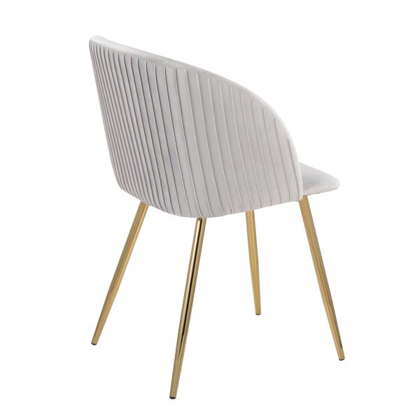 Fran Gold and Silver Velvet Pleated Contemporary Chairs Set of 2 6