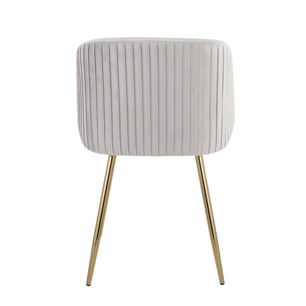 Fran Gold and Silver Velvet Pleated Contemporary Chairs Set of 2 7