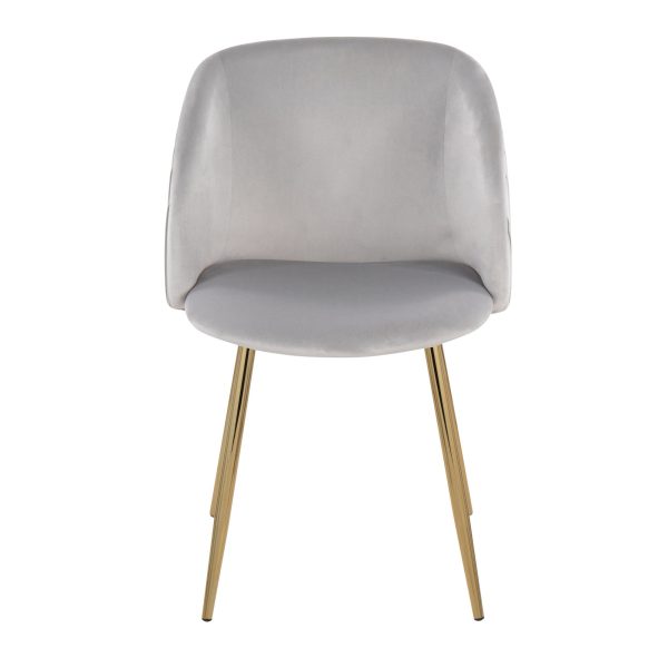 Fran Gold and Silver Velvet Pleated Contemporary Chairs Set of 2 8