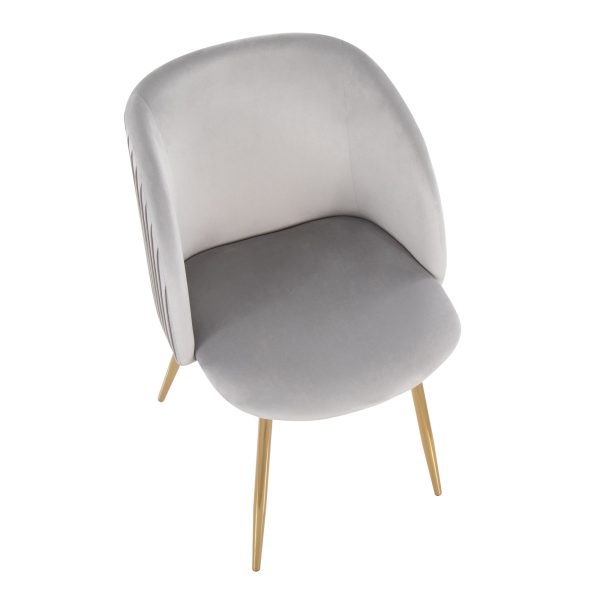 Fran Gold and Silver Velvet Pleated Contemporary Chairs Set of 2 9