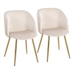 Fran Gold and White Pleated Velvet Contemporary Chairs (Set of 2)
