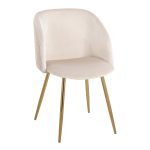 Fran Gold and White Pleated Velvet Contemporary Chairs (Set of 2)