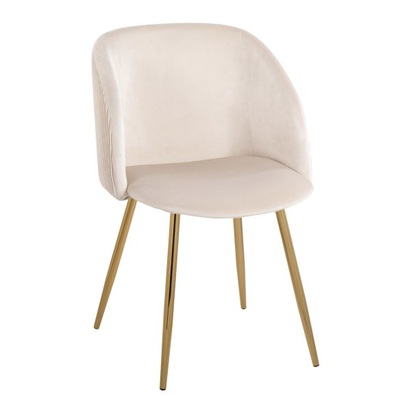 Fran Gold and White Pleated Velvet Contemporary Chairs Set of 2 2