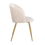 Fran Gold and White Pleated Velvet Contemporary Chairs (Set of 2)