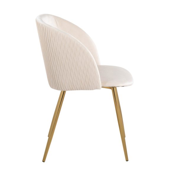 Fran Gold and White Pleated Velvet Contemporary Chairs Set of 2 3