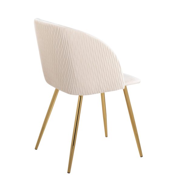 Fran Gold and White Pleated Velvet Contemporary Chairs Set of 2 4