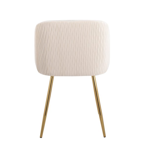 Fran Gold and White Pleated Velvet Contemporary Chairs Set of 2 5