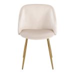 Fran Gold and White Pleated Velvet Contemporary Chairs (Set of 2)
