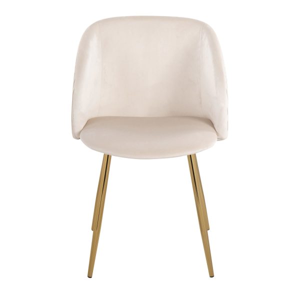 Fran Gold and White Pleated Velvet Contemporary Chairs Set of 2 6