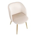 Fran Gold and White Pleated Velvet Contemporary Chairs (Set of 2)