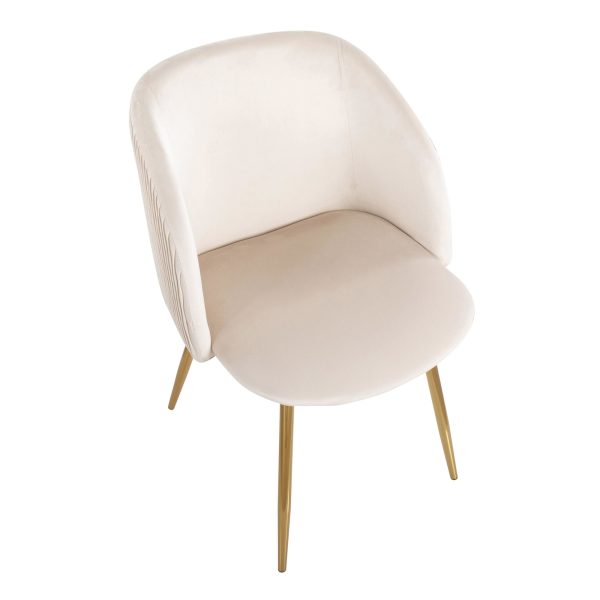 Fran Gold and White Pleated Velvet Contemporary Chairs Set of 2 7