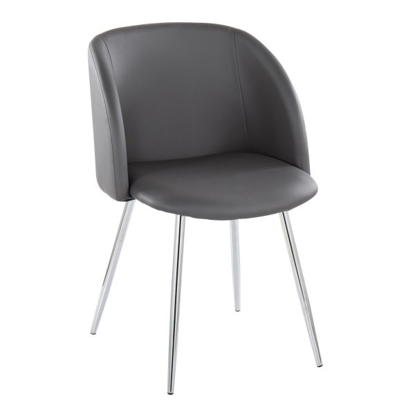 Fran Grey Faux Leather Contemporary Dining Chairs Set of 2 1