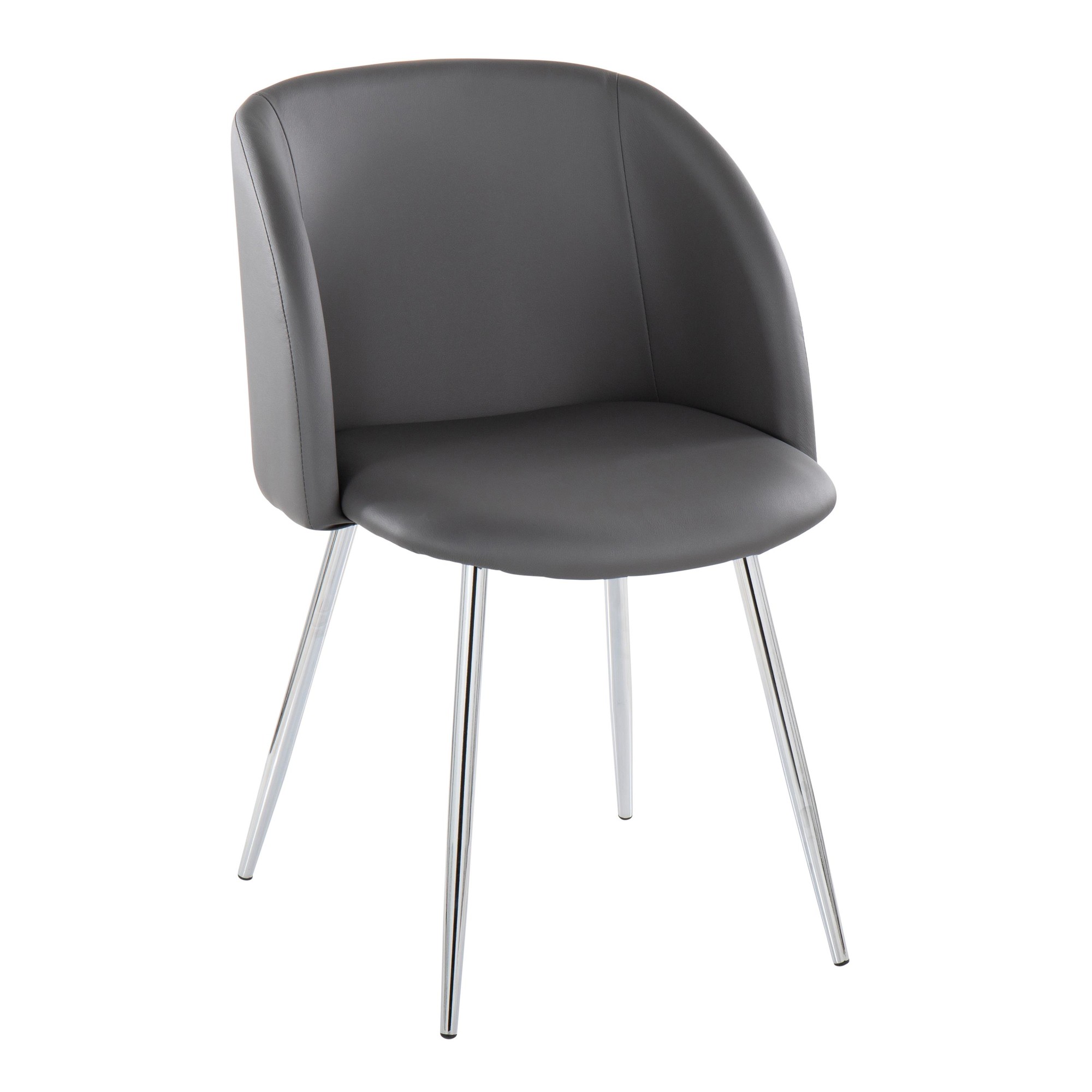 Fran Grey Faux Leather Contemporary Dining Chairs (Set of 2) 2 Fran Grey Faux Leather Contemporary Dining Chairs (Set of 2) - Image 2