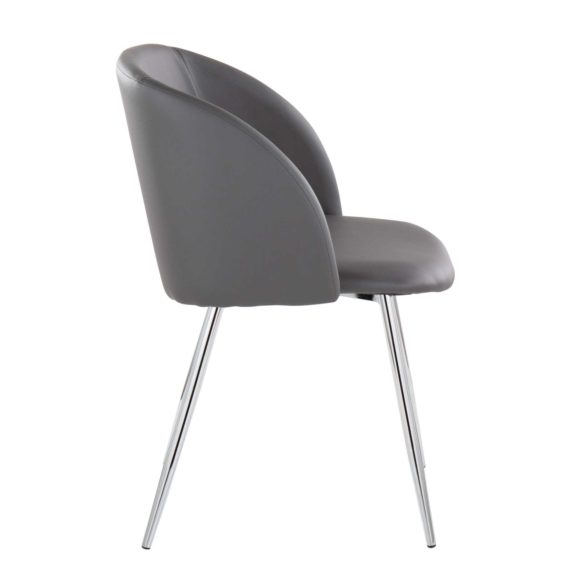Fran Grey Faux Leather Contemporary Dining Chairs (Set of 2) 3 Fran Grey Faux Leather Contemporary Dining Chairs (Set of 2) - Image 3