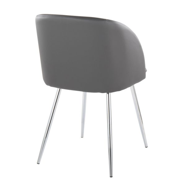Fran Grey Faux Leather Contemporary Dining Chairs Set of 2 3