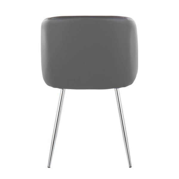 Fran Grey Faux Leather Contemporary Dining Chairs Set of 2 4