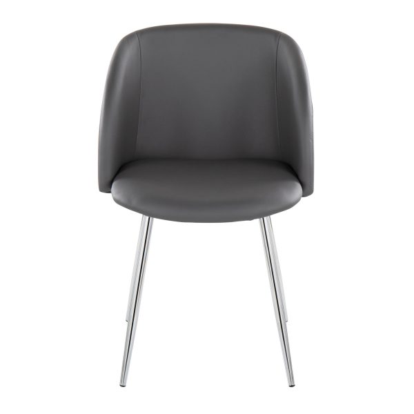Fran Grey Faux Leather Contemporary Dining Chairs Set of 2 5