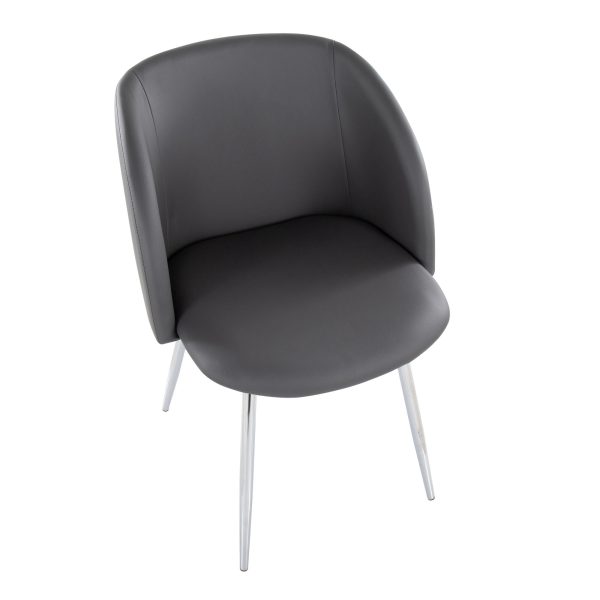 Fran Grey Faux Leather Contemporary Dining Chairs Set of 2 6