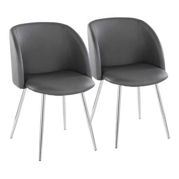 Fran Grey Faux Leather Contemporary Dining Chairs Set of 2