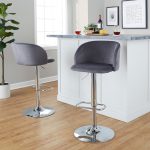 Fran Grey Velvet Chrome Contemporary Adjustable Barstool (Set of 2) 12 Fran Grey Velvet Chrome Contemporary Adjustable Barstool (Set of 2)