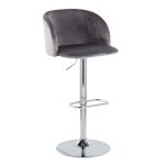 Fran Grey Velvet Chrome Contemporary Adjustable Barstool (Set of 2) 17 Fran Grey Velvet Chrome Contemporary Adjustable Barstool (Set of 2)