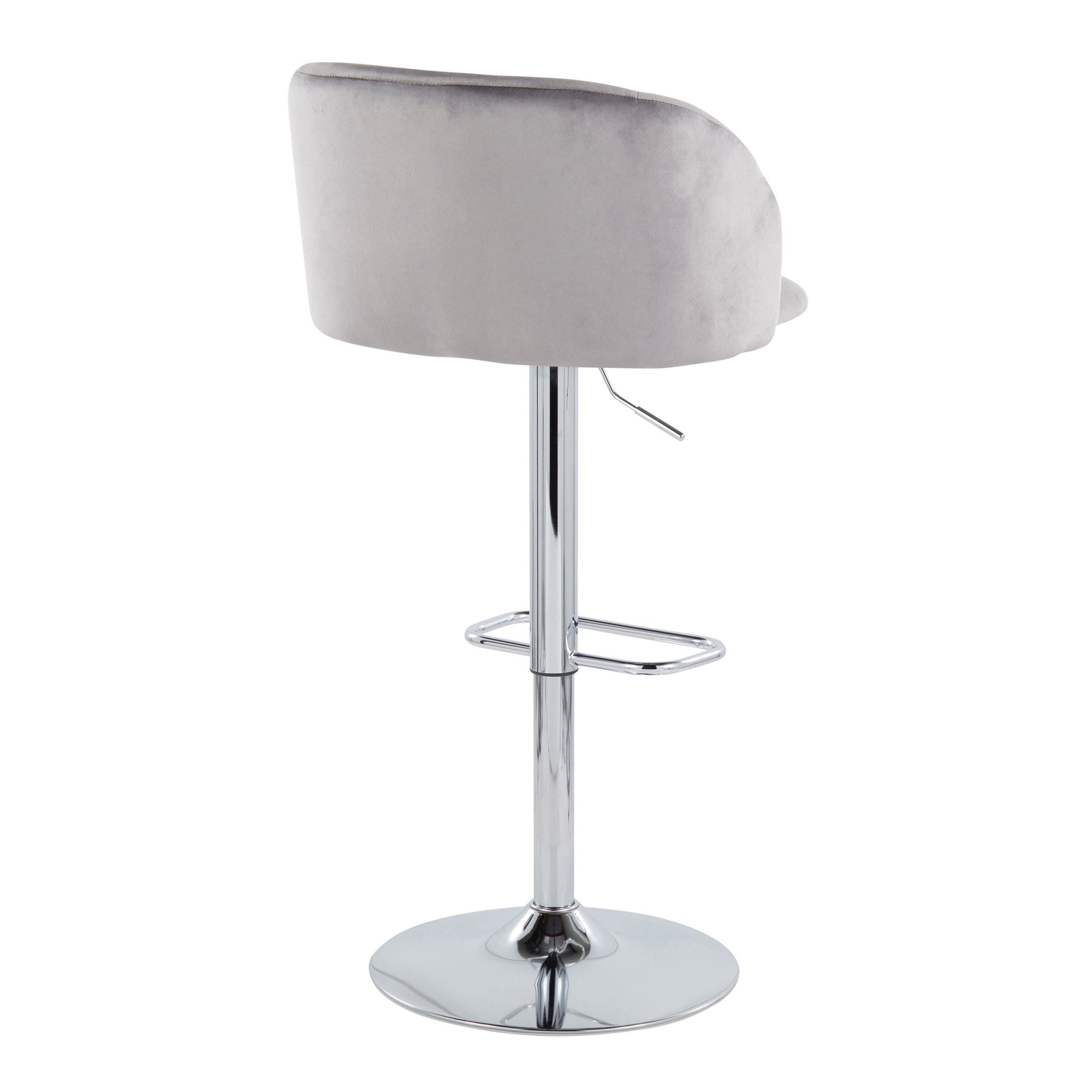 Fran Grey Velvet Chrome Contemporary Adjustable Barstool (Set of 2) 7 Fran Grey Velvet Chrome Contemporary Adjustable Barstool (Set of 2) - Image 7