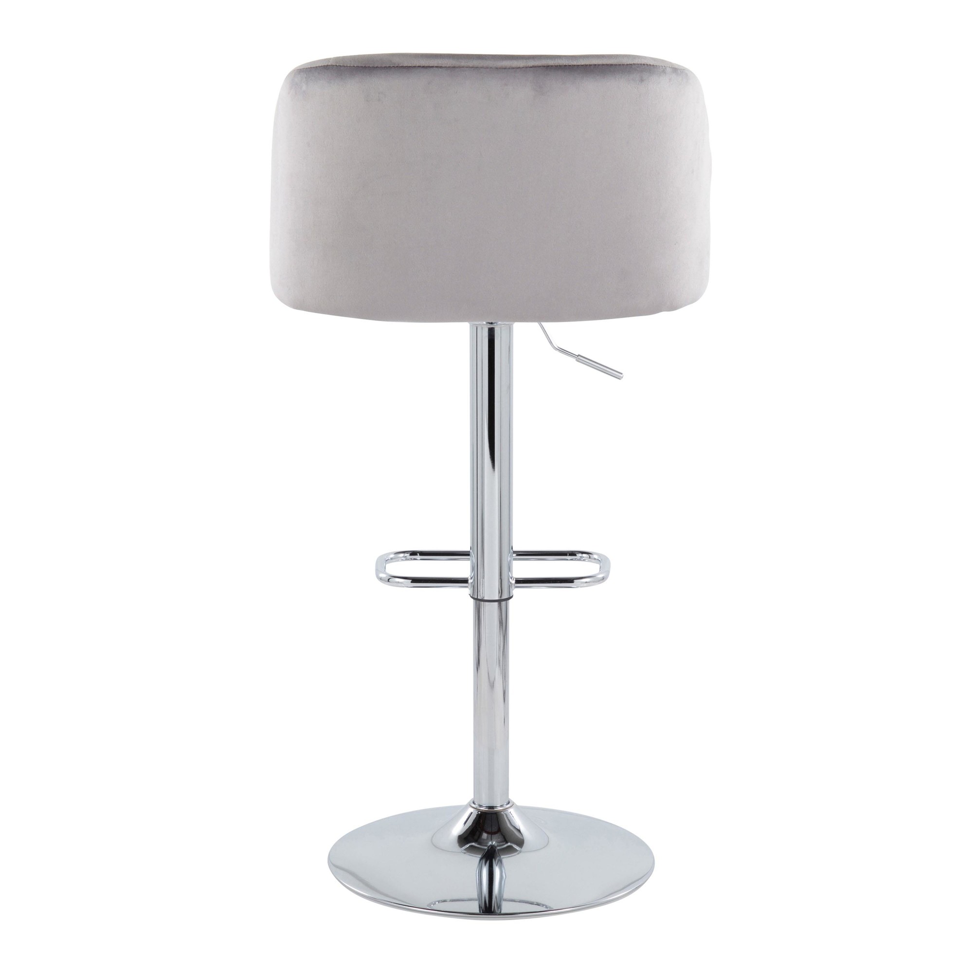 Fran Grey Velvet Chrome Contemporary Adjustable Barstool (Set of 2) 8 Fran Grey Velvet Chrome Contemporary Adjustable Barstool (Set of 2) - Image 8