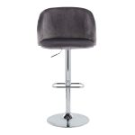 Fran Grey Velvet Chrome Contemporary Adjustable Barstool (Set of 2) 20 Fran Grey Velvet Chrome Contemporary Adjustable Barstool (Set of 2)