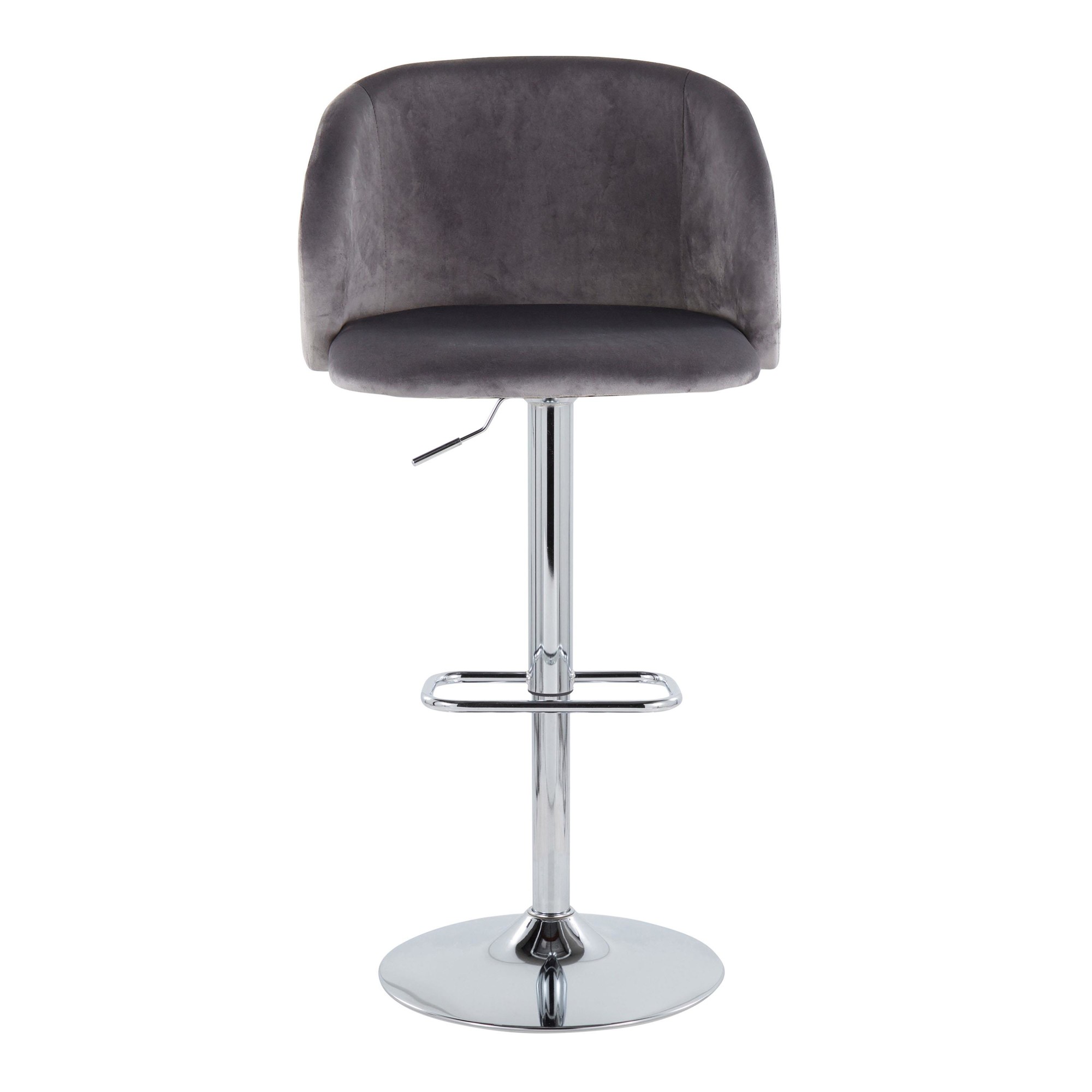 Fran Grey Velvet Chrome Contemporary Adjustable Barstool (Set of 2) 9 Fran Grey Velvet Chrome Contemporary Adjustable Barstool (Set of 2) - Image 9