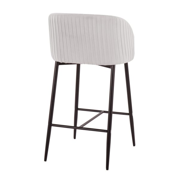 Fran Pleated Black Metal Silver Velvet Contemporary Counter Stools Set of 2 4