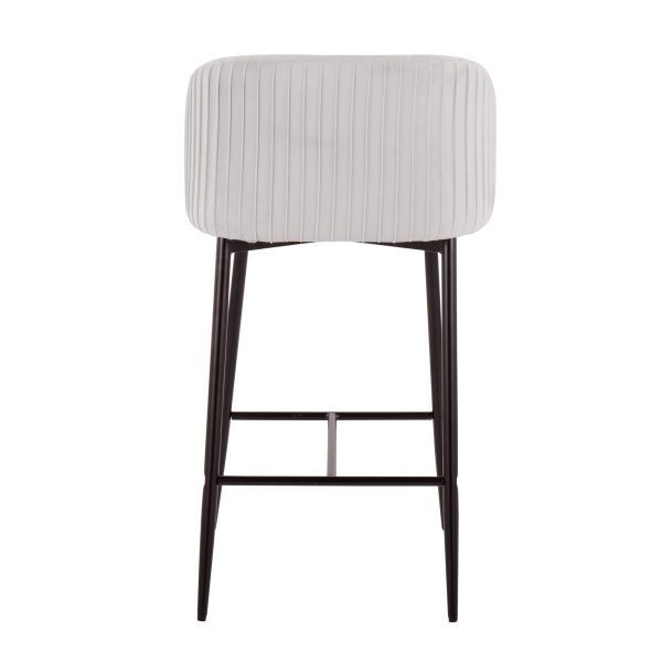 Fran Pleated Black Metal Silver Velvet Contemporary Counter Stools Set of 2 5